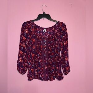Mudd Red Tie Front Relaxed Blouse